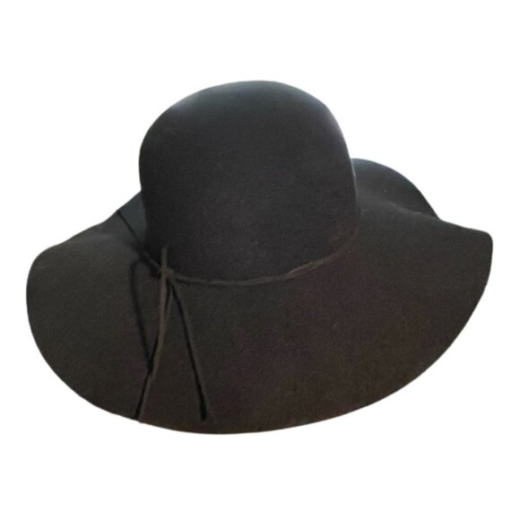 Black felt Floppy Wide Brim Hat Size M/L - Picture 3 of 10